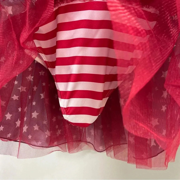 GIRLS GYMBOREE RED, WHITE, BLUE STARS AND STRIPES DRESS WITH CRENLIN SIZE S 5-6 - Picture 7 of 10